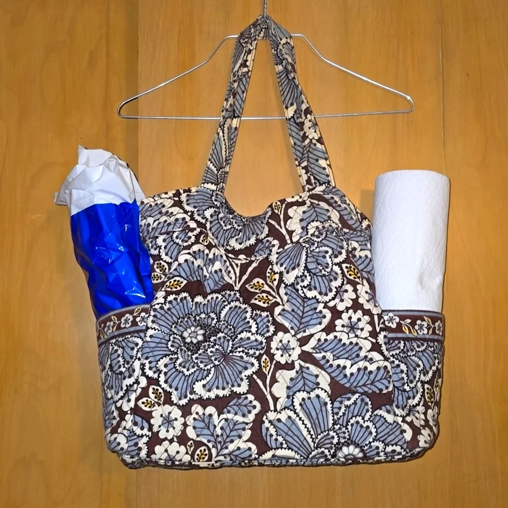 Vera Bradley Laptop Bag with Blue/Brown Quited Pattern